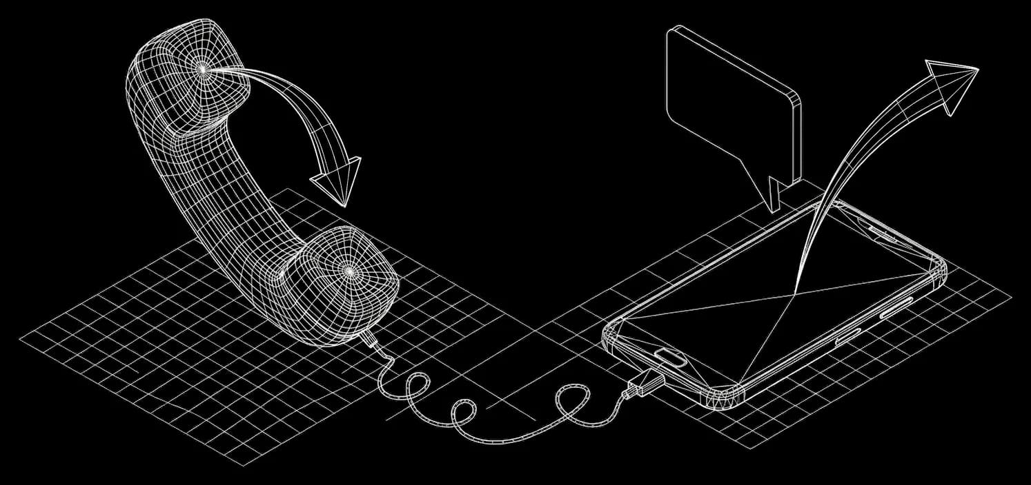 Isometric wireframe illustration comparing VerticalAI and Bland AI