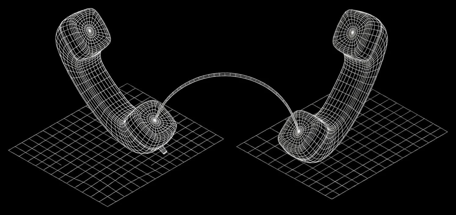 Isometric wireframe illustration comparing VerticalAI and Synthflow