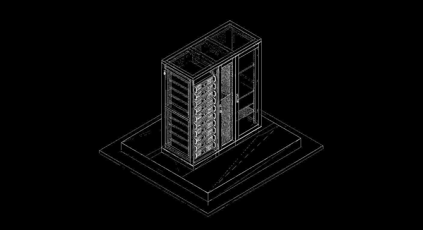 Isometric wireframe icon for Dedicated infrastructure