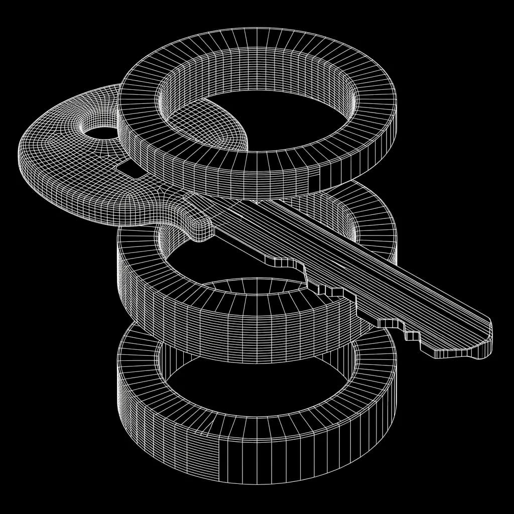 Isometric wireframe icon for SSO and role-based access