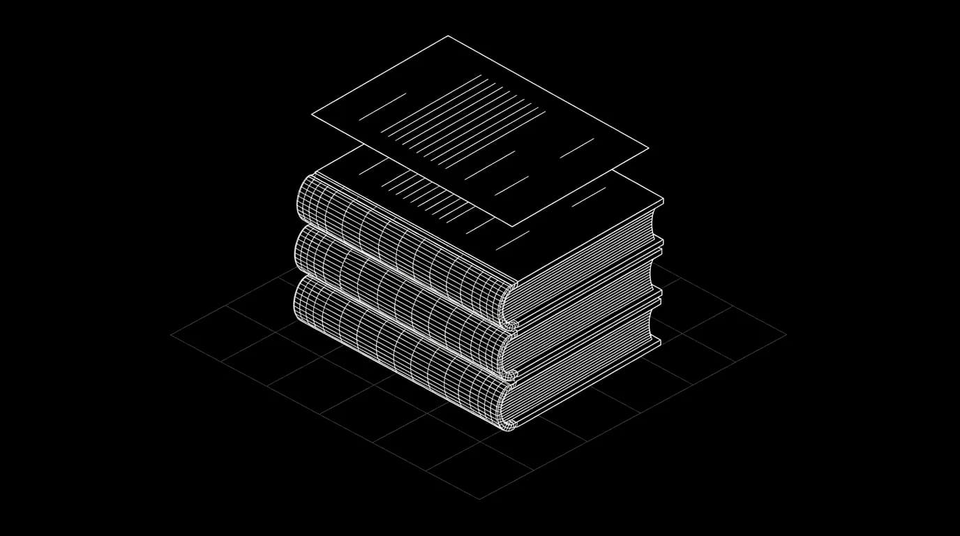 Isometric wireframe illustration for Knowledge Base