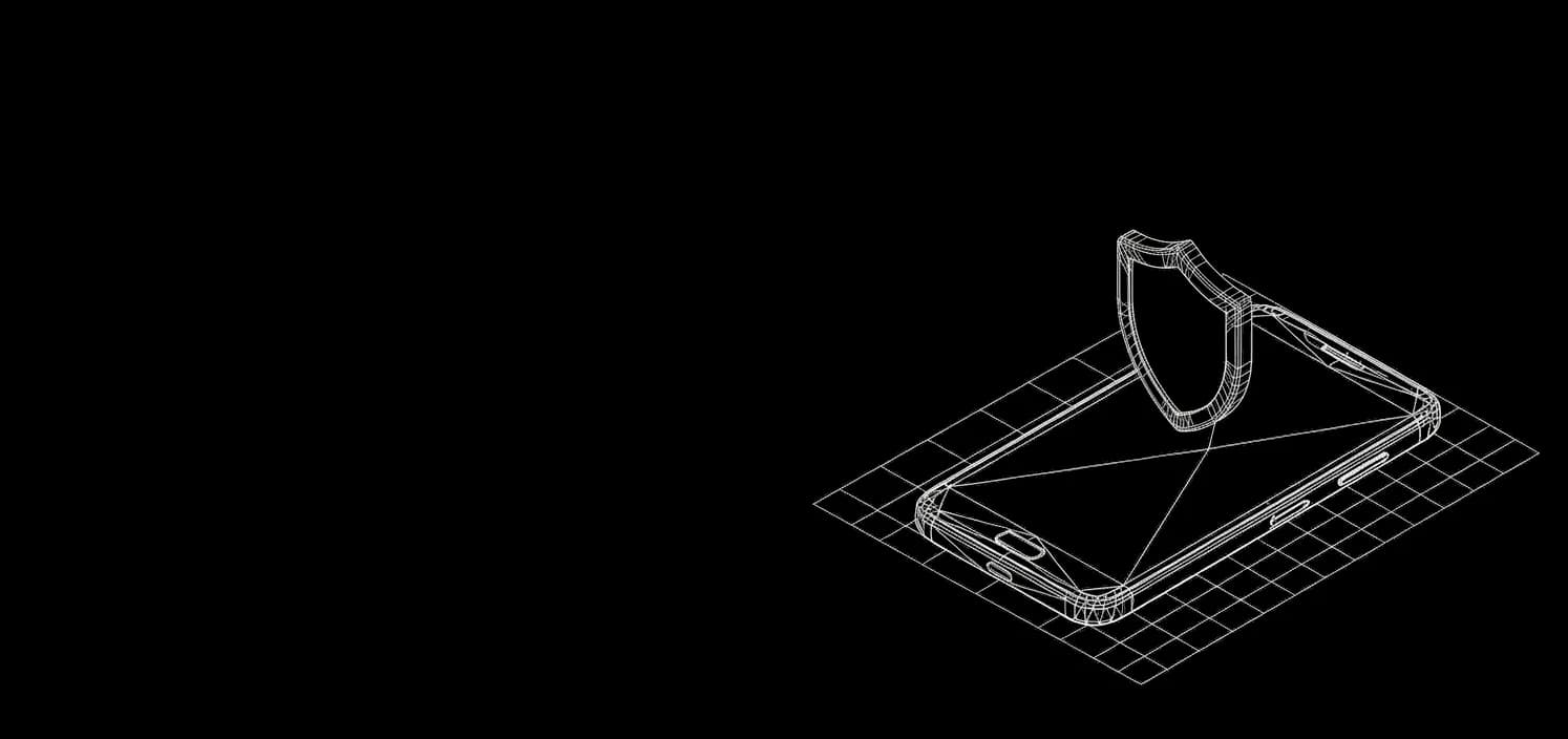 Isometric wireframe illustration for Branded Call ID