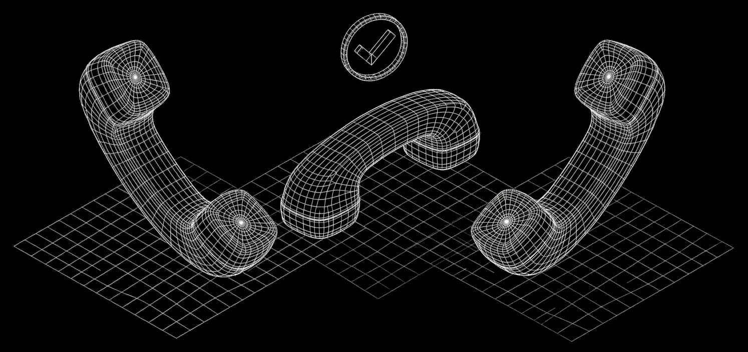 Isometric wireframe illustration for Verified Phone Numbers