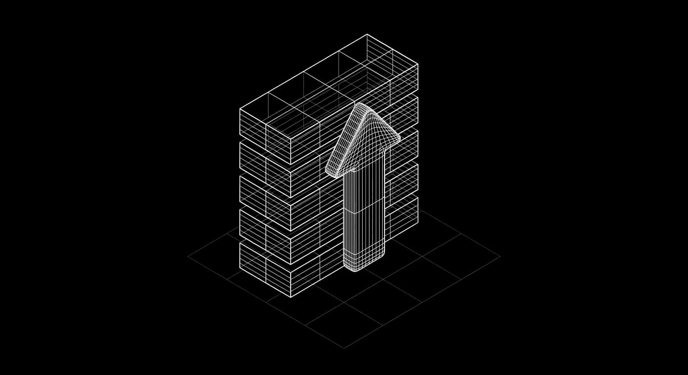 Isometric wireframe icon for List Upload