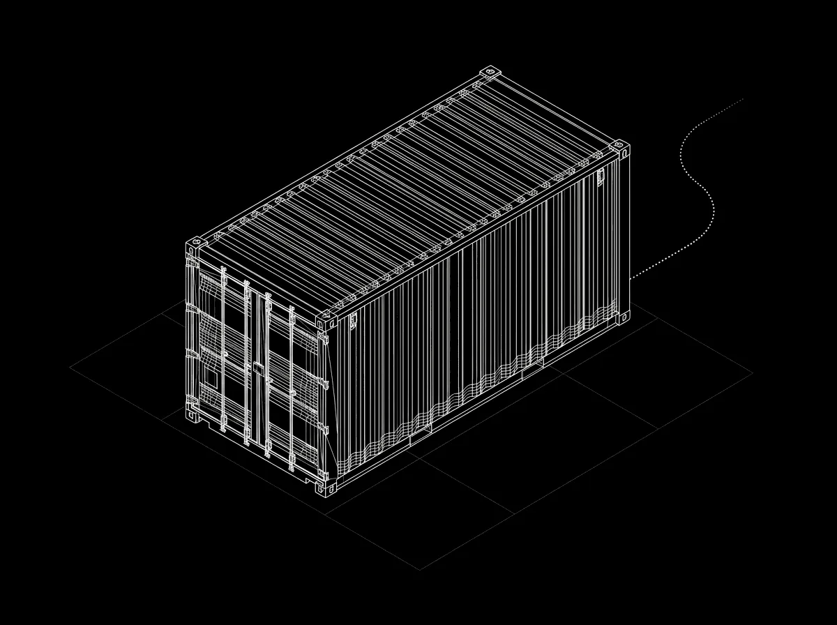 Isometric wireframe illustration for Logistics