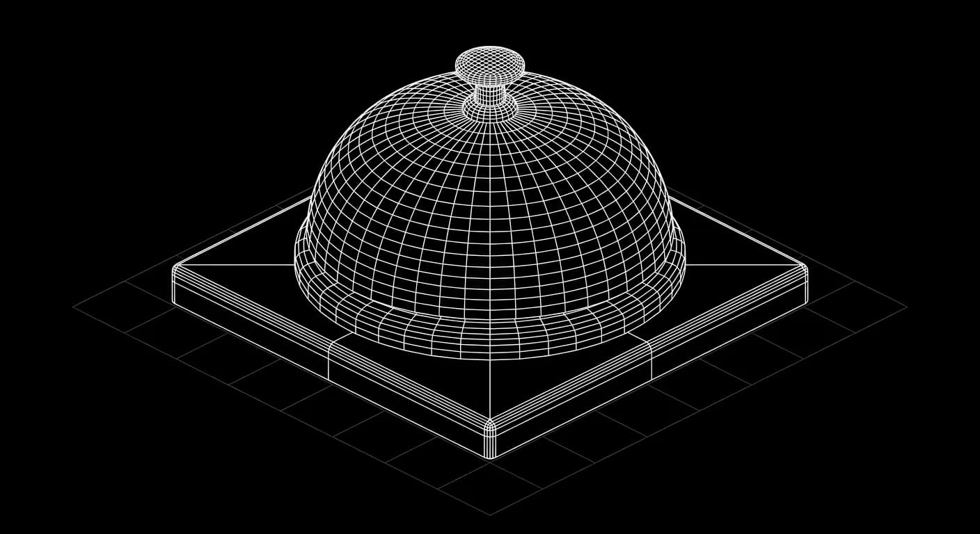 Isometric wireframe illustration for AI Receptionist