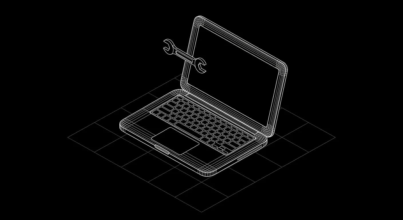 Isometric wireframe illustration for IT Helpdesk