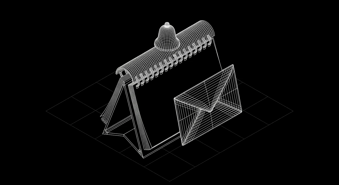 Isometric wireframe icon for Confirmation & Reminders