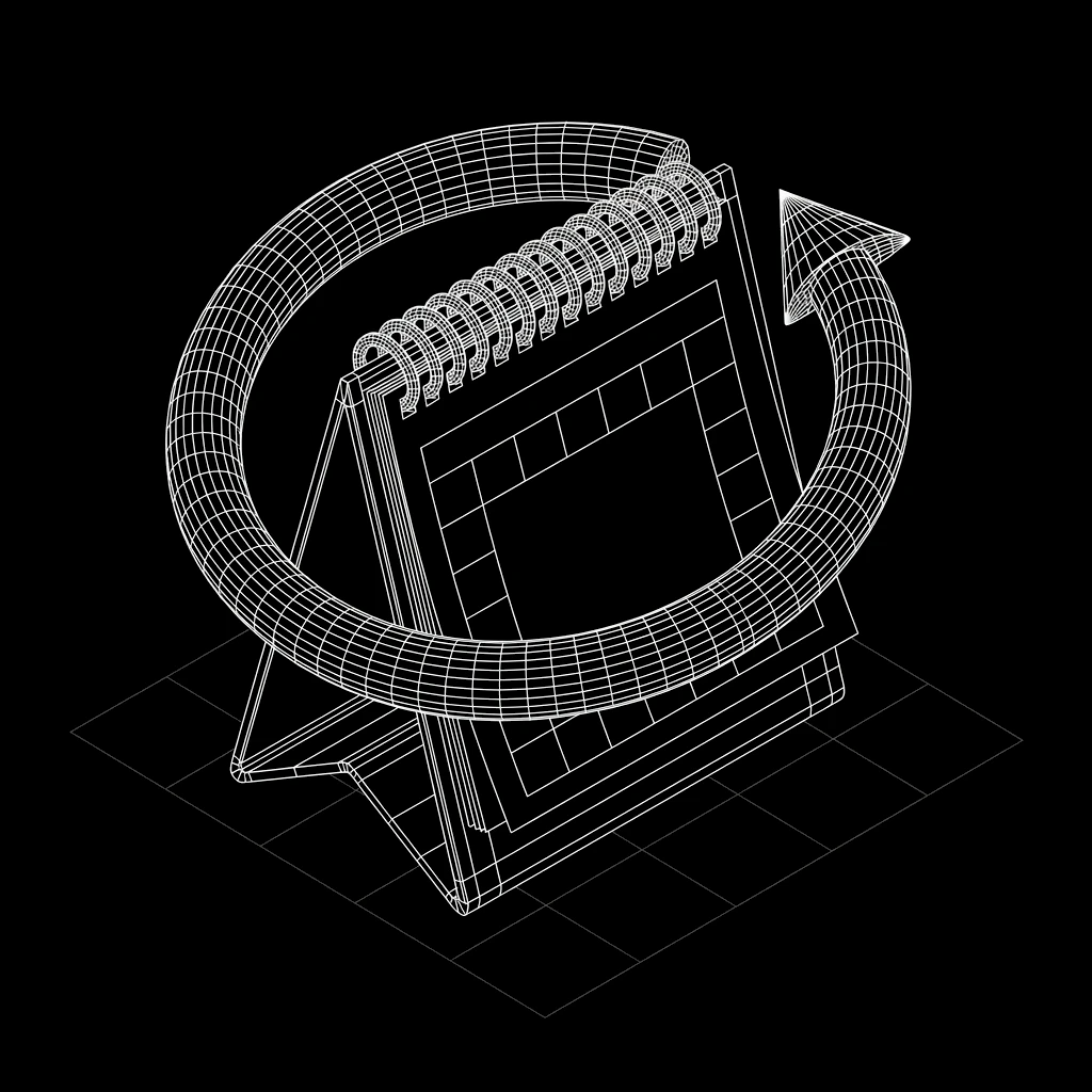 Isometric wireframe icon for Rescheduling