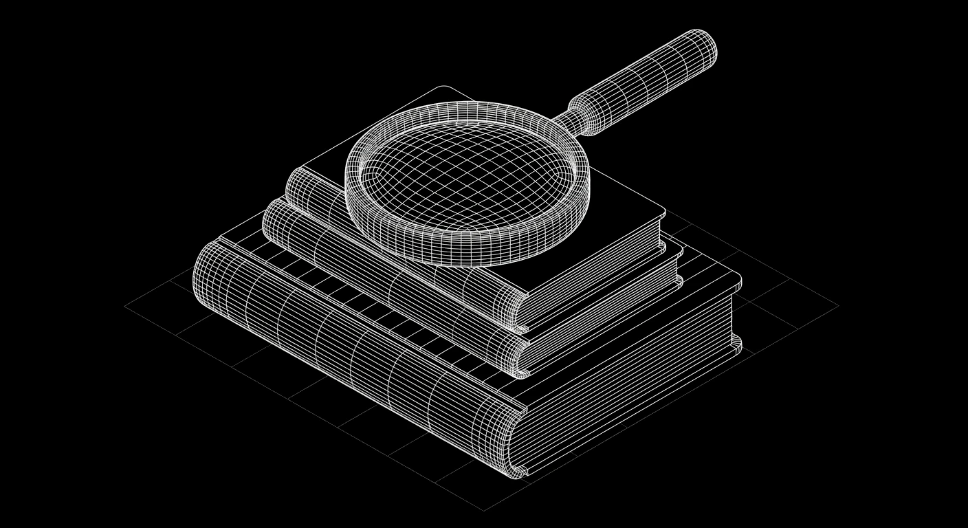 Isometric wireframe icon for RAG-Powered Search