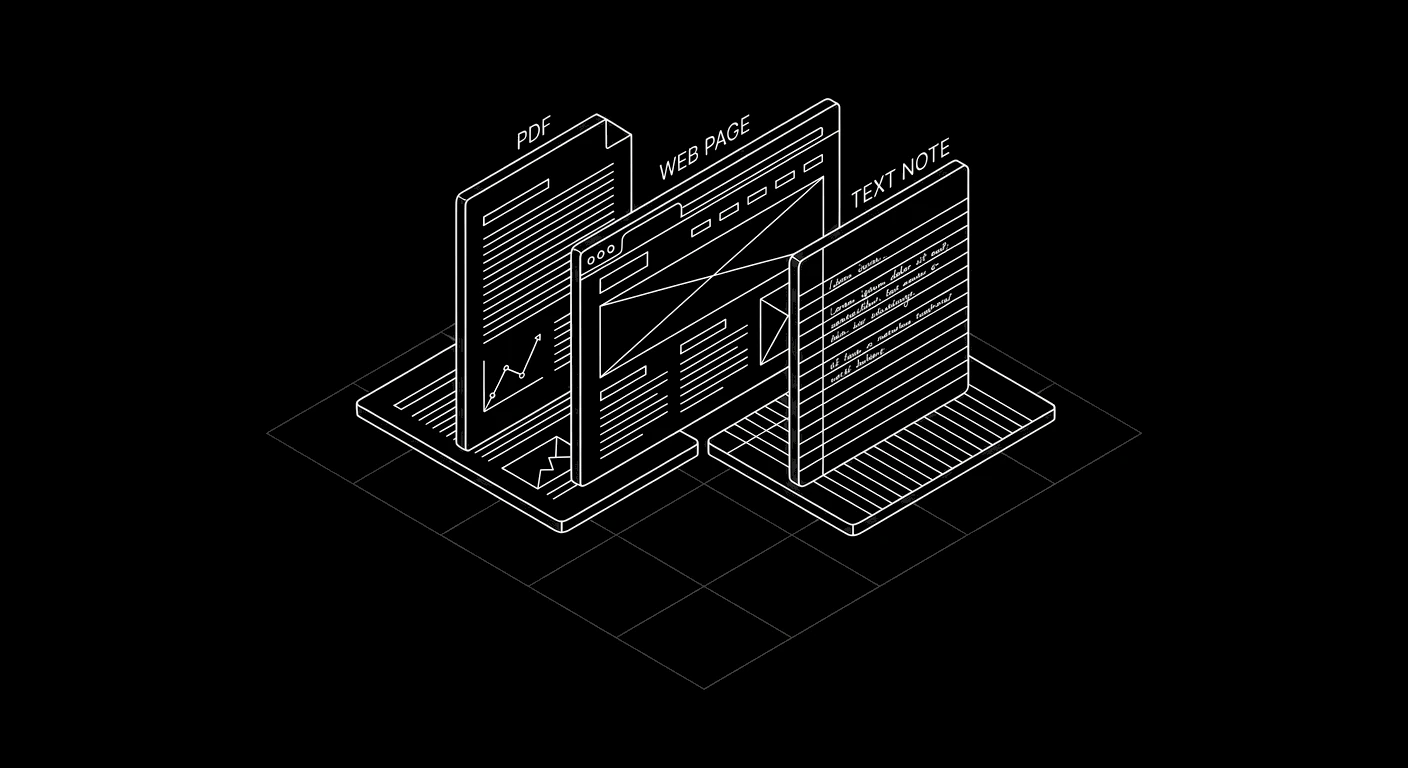 Isometric wireframe icon for Multiple Source Types