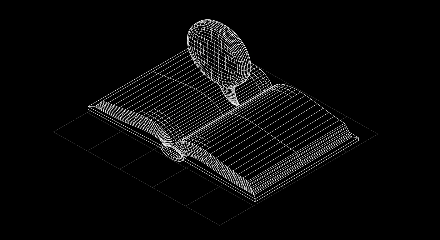 Isometric wireframe icon for Grounded Answers