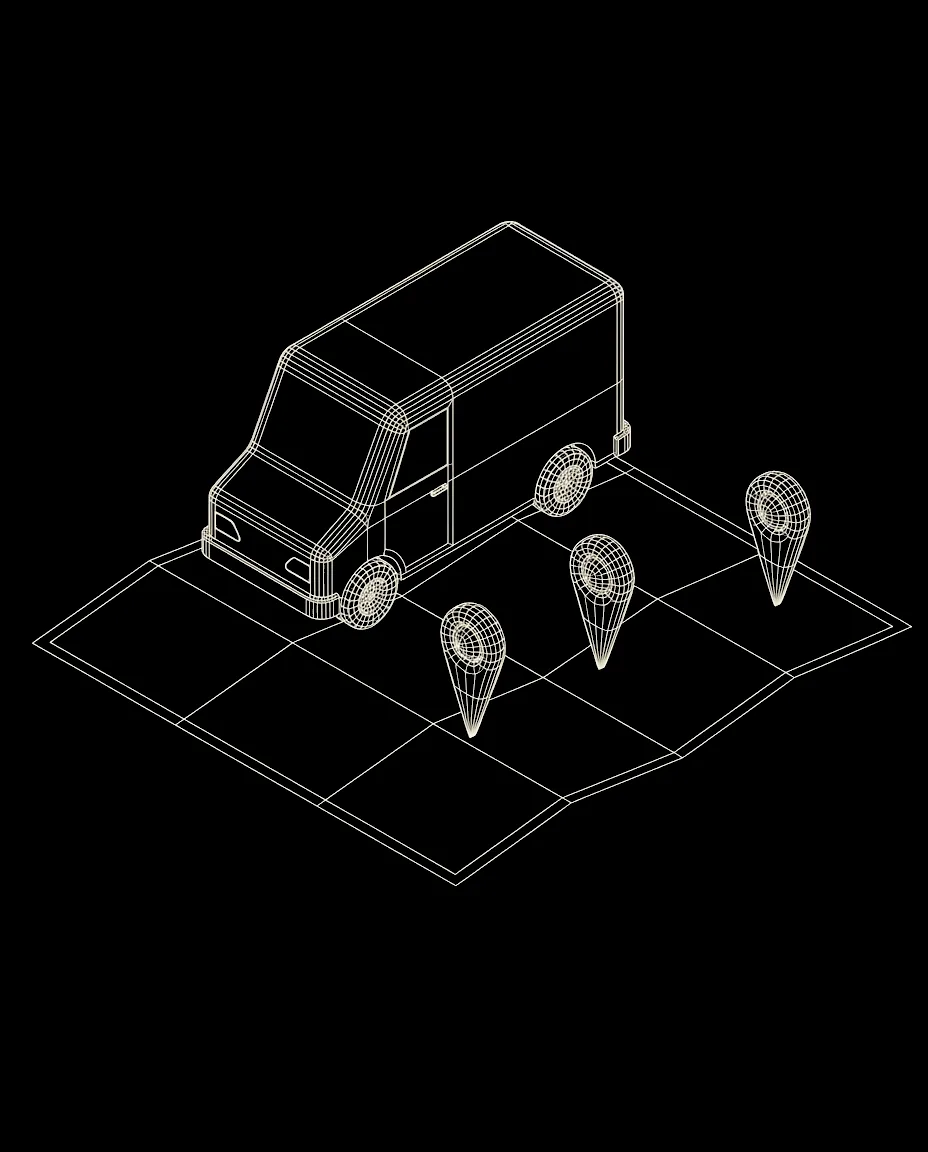 Isometric wireframe icon for Dispatch Requests