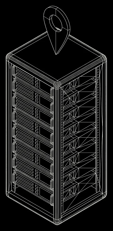 Isometric wireframe of Australia on a grid floor