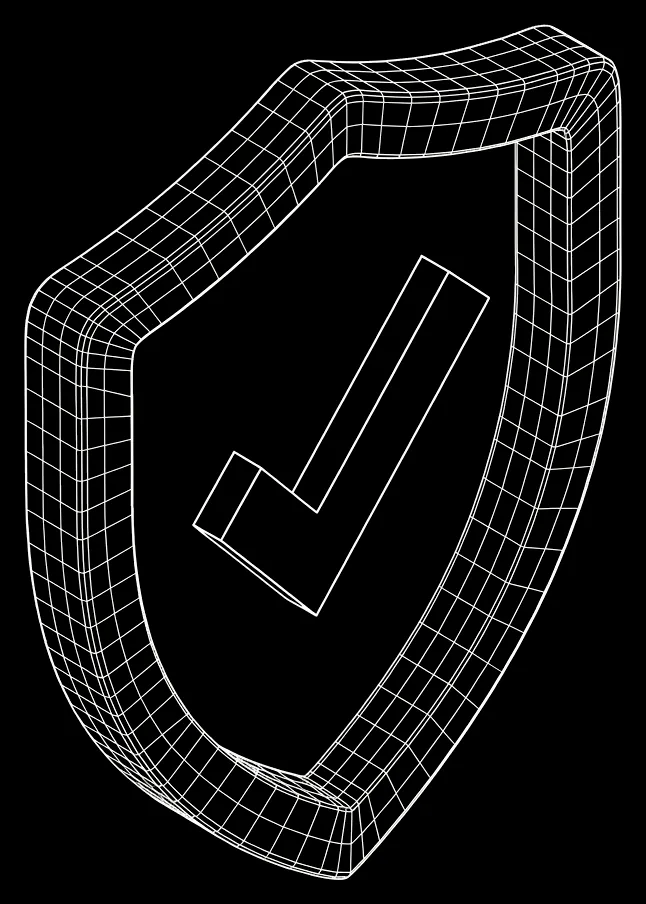 Isometric wireframe SOC 2 emblem