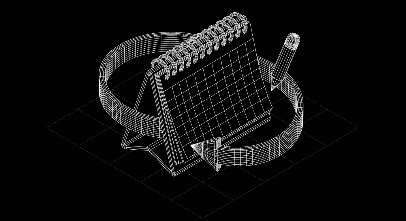 Isometric wireframe icon for Rescheduling