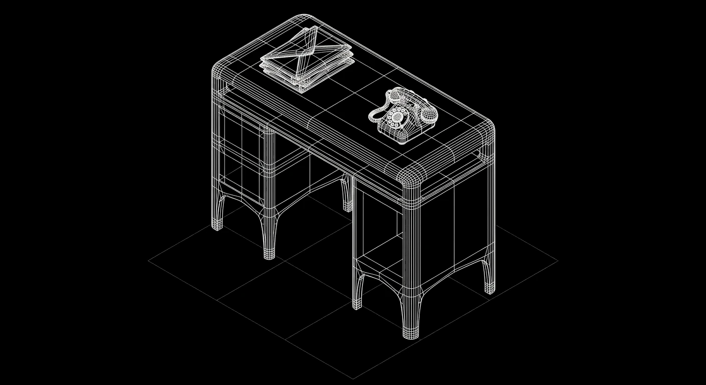 Isometric wireframe icon for Message Taking